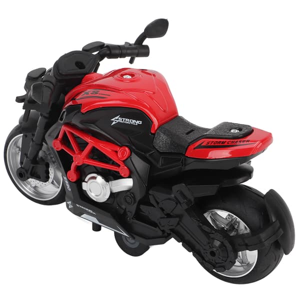 Alloy Motorcycle Model, High Simulation, Cool Sound, Light, Pull-Back Motorcycle Toy for Kids, Red
