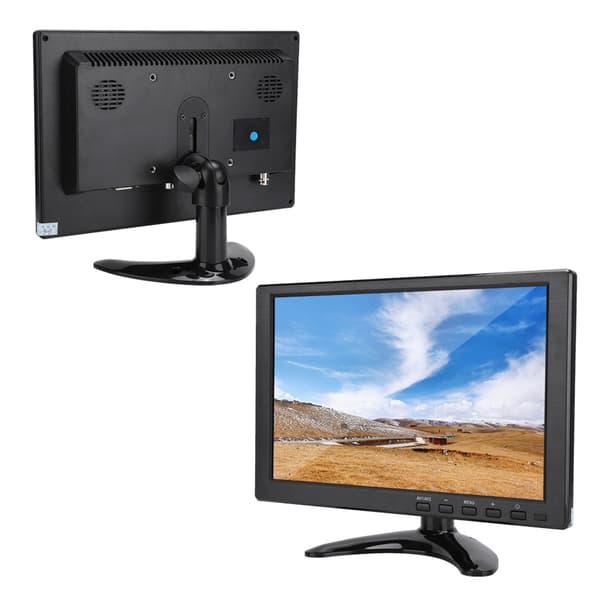 10,1 tuuman HD LCD-näyttö - HDMI/VGA/AV-tulo - EU-pistoke