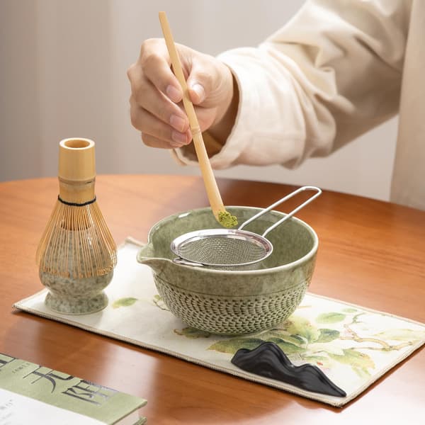 Matcha Starter Kit with Bamboo Whisk and 7 Accessories for Traditional Japanese Tea Ceremony Elegantly Gift-Wrapped