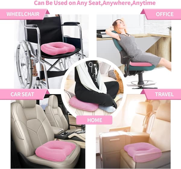 Ergonomisk - svanskotadyna - kontorsstol - sittring - ortopedisk - sittdyna - munkdyna - hemorrojder - sängsittdyna - rosa