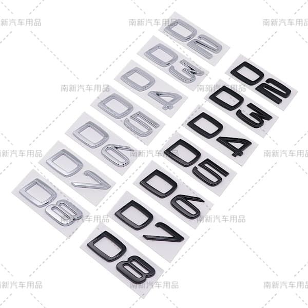 D2 D3 D4 D5 D6 D7 D8 etiket egnet til Volvo modificeret bil deplacement bageste digital engelsk D4-Sort D4-Sort