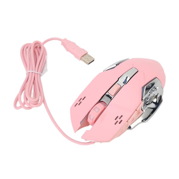 Wired Gaming Mouse USB Optical Computer Mouse with RGB Backlight 4 Adjustable DPI Up to 3600 Portable Silent Mouse for Windows 7 8 10 XP Pink