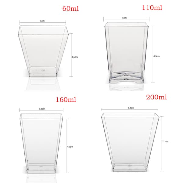 60ml~160ml Firkantede Dessertkopper Moussekopp 110ml 12 Stk/Sett