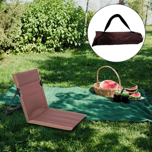 Vikbar strandstol med förvaringsväska, vikbar solstol - Vadderad lättvikts campingstol, bärbara campingstolar - Vikbar strandmatta Brun brown