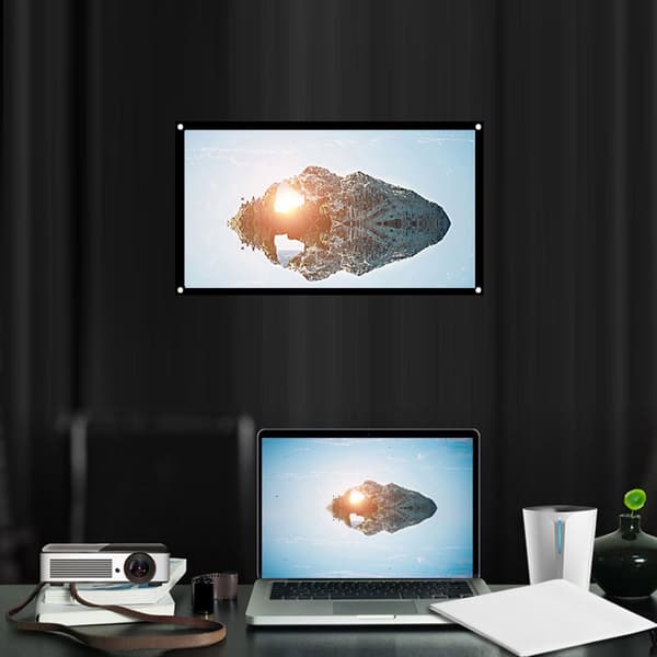 Foldable Projector Screen 60 Inch, 16:9 Wrinkle-Free Portable Projection Curtain with Black Border, Translucent Synthetic Polyester Fabric Screen for