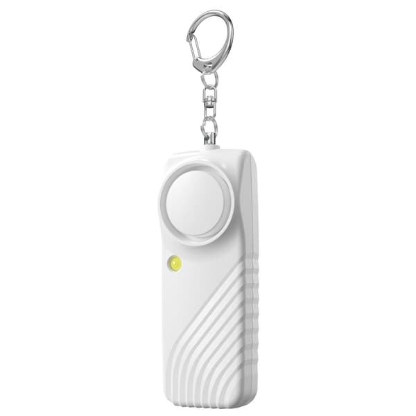 Personal Security Alarm with Battery - 130dB Loud Emergency Alarm Keychain with LED Light White