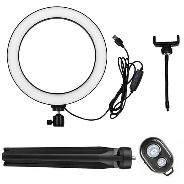 Compact Desktop Selfie Ring Light, LED Ring Light With Foldable Stand And Adjustable Brightness, For Photography And Makeup