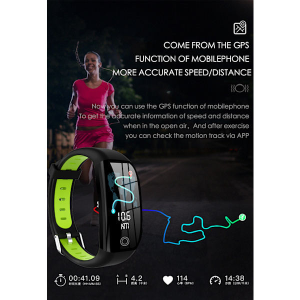 Smartwatch aktivitetsarmbånd med puls, søvnmonitor, skridttæller