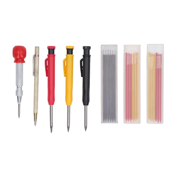 Carpenter Pencil Set Carbide Scriber Pen Refills Center Punch Sharpener Woodworking Tools