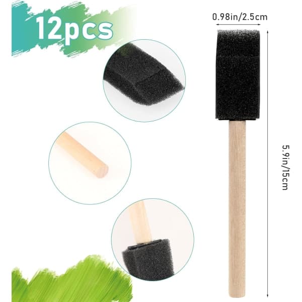 12 Pieces Foam Paint Brushes, 1 Inch Sponge Paint Brush