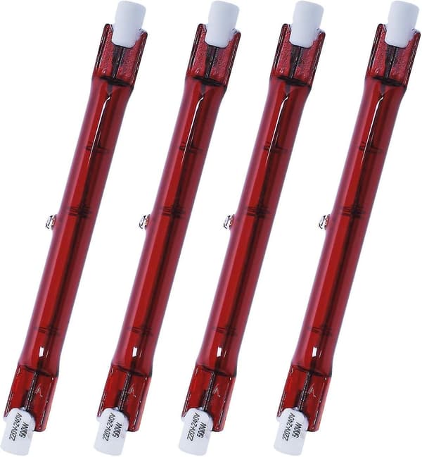 500 Watt Ruby Kompatibel Med Heatmaster R7 Halogen Varmelampe Til Havevarmer - 4-pak