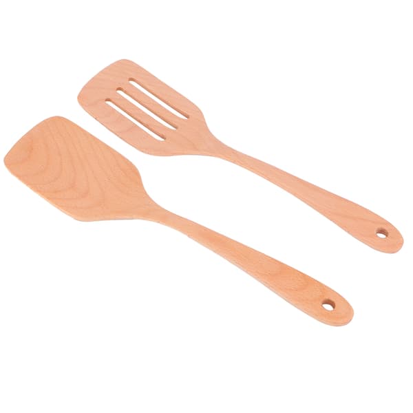2-pack Wooden Spatula Set Eco-Friendly Non-Stick High Heat Resistant Kitchen Utensil