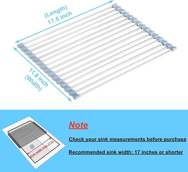Foldable Dish Drying Rack Mat, Roll-Up Dish Rack for Sink, Heat-Resistant and Easy to Clean for Smooth Kitchen Use