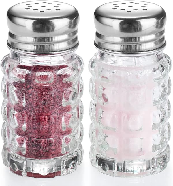 Salt- og peberkværn i glas, cylindrisk saltkværn