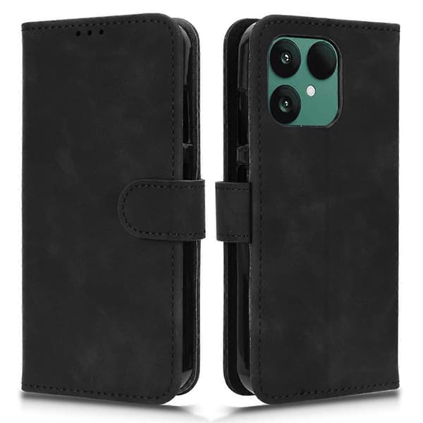 För Fairphone 6 Läderfodral Hudkänsla Anti-Fall Plånboksfodral Svart