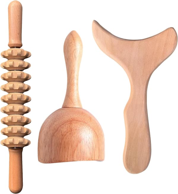 Professionelt Træterapi Massageværktøj 3-i-1 Maderoterapi Sæt Træmassager Lymfedrænage Massager