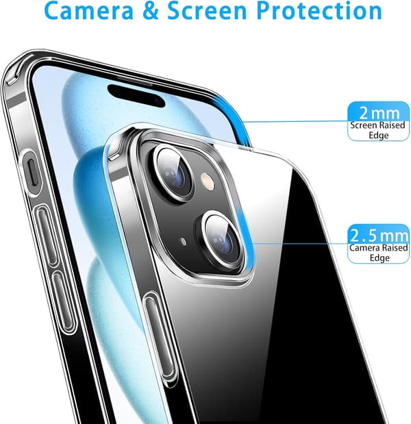 Clear TPU Case for iPhone 15, Slim Soft Transparent Shockproof Cover, Thin Lightweight Protective Shell[GPA]
