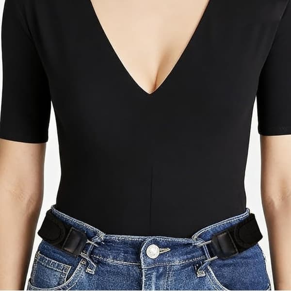 2-pak usynligt elastisk bælte til bukser og jeans, justerbar metalkrog 39 Sort