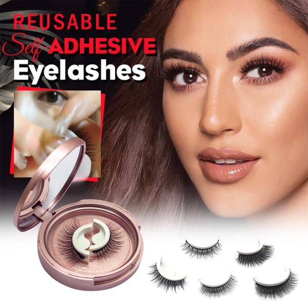 1 Pair Reusable Self-Adhesive Eyelashes Waterproof No Liner or Glue Needed