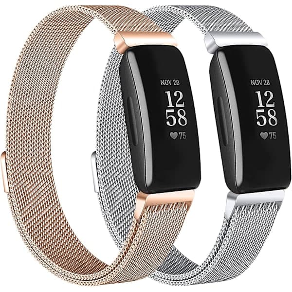 2-pack armband kompatibla med Fitbit Inspire 2/ Inspire Hr/inspire, rostfritt stål