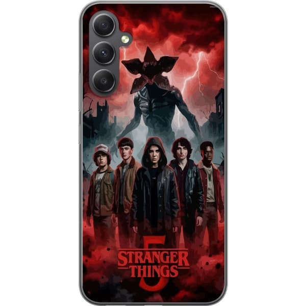 Compatible Mobile Case for Samsung Galaxy A35 Dark Stranger Things-inspired fantasy illustration with thunder, dramatic sky and intense eerie atmosphere