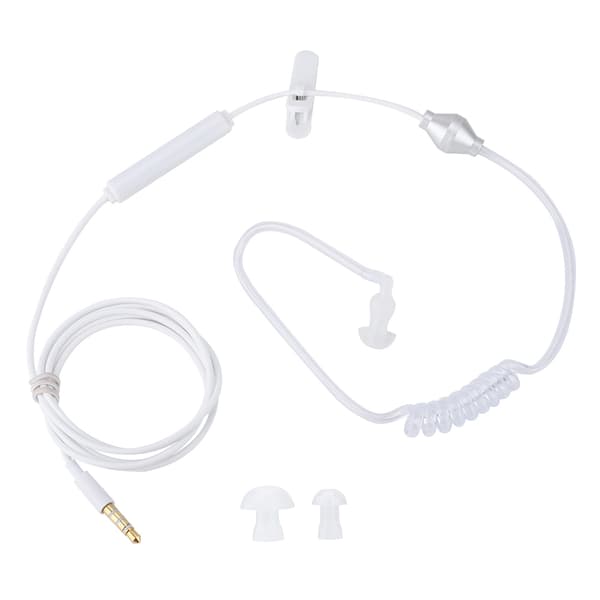 Luftrør sikkerhedsøretelefon med mikrofon - Hvid - In-Ear Headset til iOS & Android