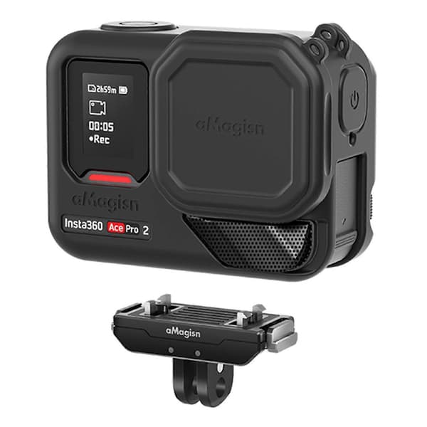 AMAGISN Silicone Protective Case for Insta360 Ace Pro 2 Action Camera with Lens Cap and Lanyard