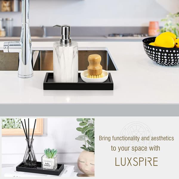Bathroom Tray, Resin Perfume Tray Waterproof Rectangular Organizer for Bathroom Kitchen Countertop Decorative Tray with Unique Pattern