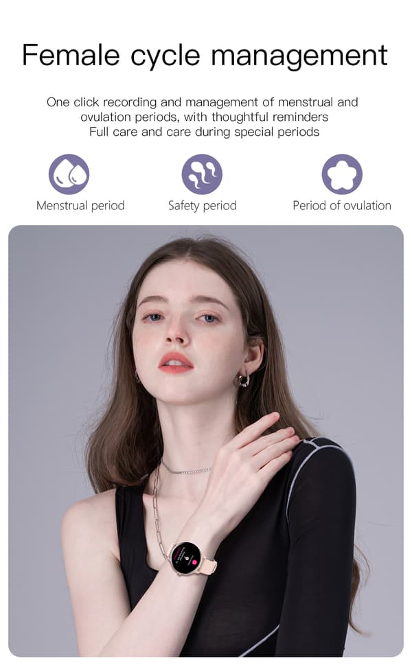 Smartwatch med EKG, pulsmåler, blodtryksmåler, søvntracker og skridttæller Pink