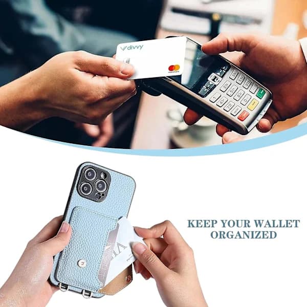 Lommebokveske til iPhone 14 Pro Max, 6,7 tommer - Crossbody-telefonveske med stropp for kvinner