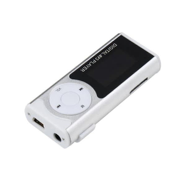MP3-mediasoitin takaklipsillä, mini-USB, LED-valo, LCD-näyttö, tukee MP3/WMA-ääniformaatteja, musiikkisoitin