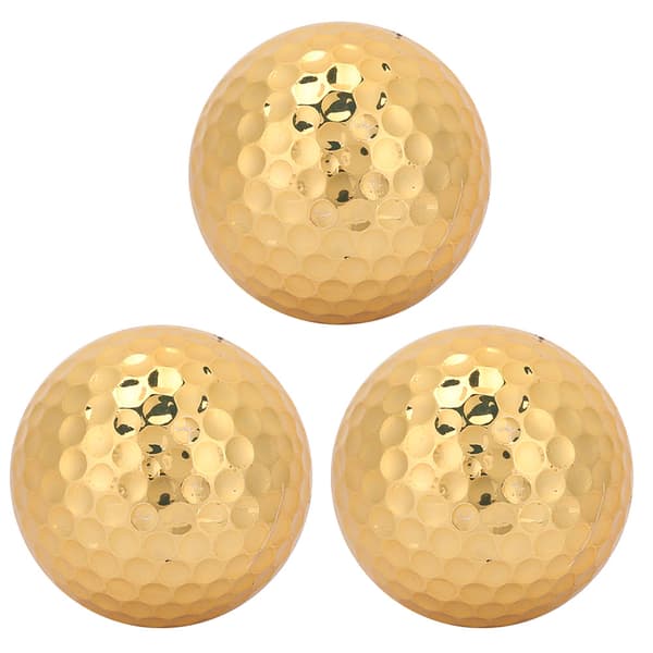 3 kpl kultaisia kumisia golfpalloja ulkourheiluvälineitä