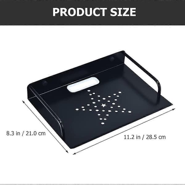 Wall Mounted Floating Shelf for Projector and Router, Cable Management, No Drilling, Black Aluminum Alloy