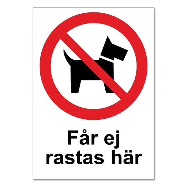 Ei koiran ulkoilutusta täällä -kyltti / Koirakyltti / Koiravaroituskyltti / A5