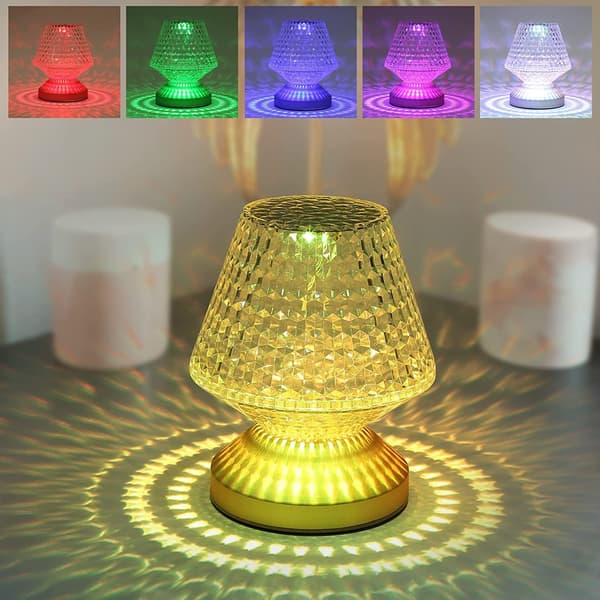 Trådløs bordlampe Krystallampe RGB, Touch, Dæmpbar