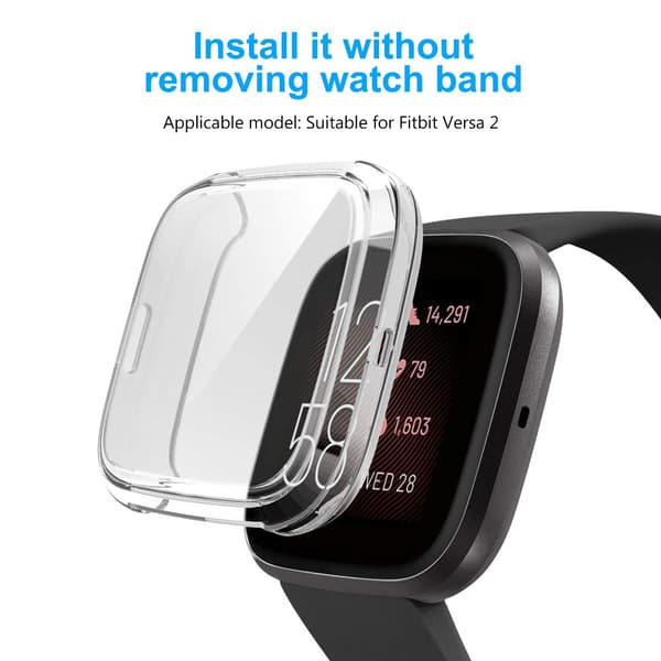 3-pack Screen Protector Compatible with Fitbit Versa 2 Case, Ultra-Thin Slim Soft TPU Protective Case Full Coverage Bumper Shell