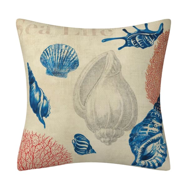 Sea Theme Pillow Cover, Soft 45x45 cm, Sea Life, Cushion Cover (without insert), Decorative Square Sofa Pillow