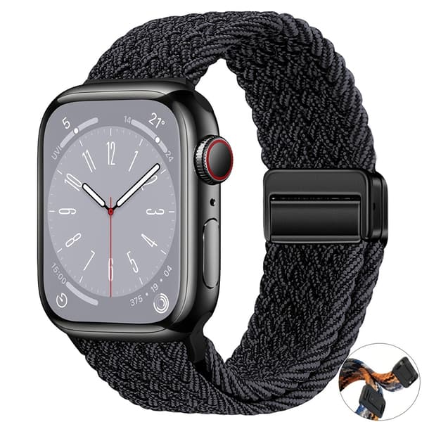 Elastisk vævet nylon Solo Loop-rem til Apple Watch 38 mm til 49 mm Sort Grafitmellemrum 38mm 40mm 41mm S11(10)-42mm