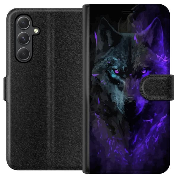 Compatible Wallet Case for Samsung Galaxy A05s Wolf Purple