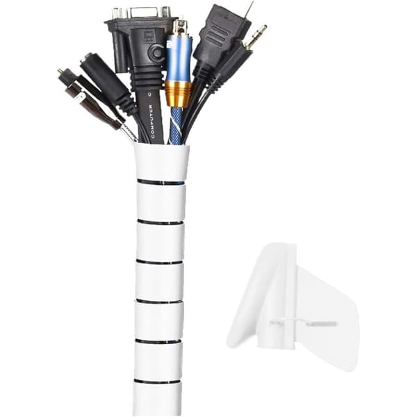 Cable Protector, 2m Soft Electrical Cable Duct for Storing or Hiding PC Cables, Cable Management for Home and Desk, 2m - ∅16mm, White