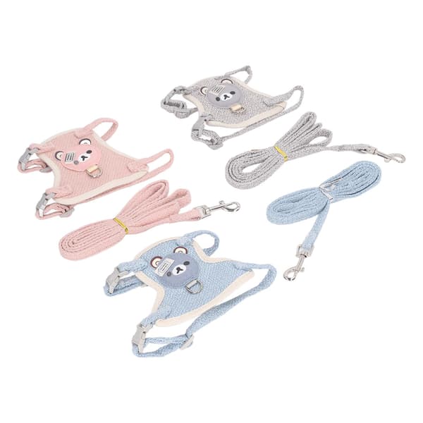 3 Pcs Rabbit Harness Leash Adorable Pattern Breathable Vest Adjustable for Small Pets Outdoor Walking