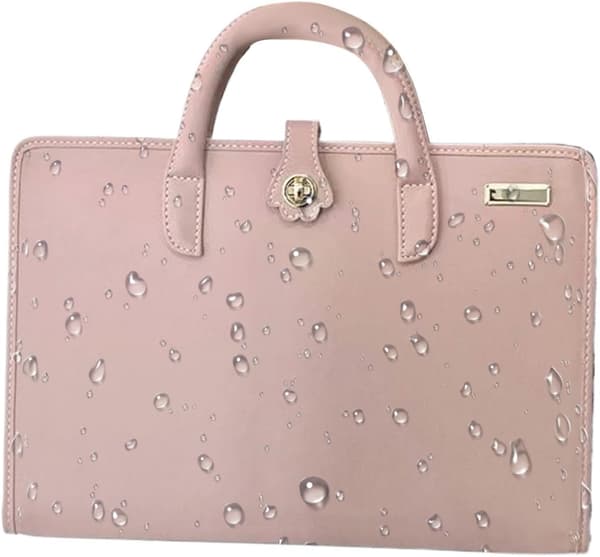 PU Laptop Cover, Pink PU Leather Waterproof Bag with Handle Durable Portable Style, for Notebook, Computer, Work, Travel, Office, School, D[DB] B