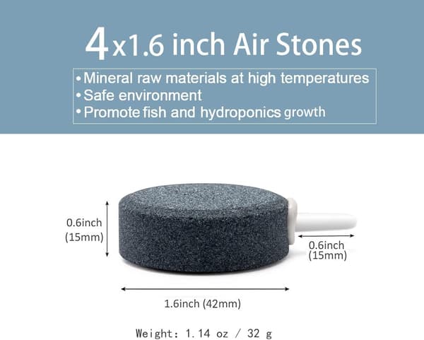 Uniform Bubbles Air Stone Discs, Multi-purpose in Hydroponics and Aquariums, High-Quality Silicon Carbide Ensures Durability and Increased