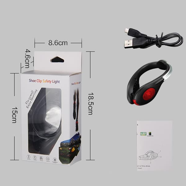 LED Skoklemmer Lys USB Oppladbare Sikkerhetslys for Løping Jogging Turgåing Sykling 2 stk