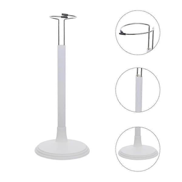 Dockställ, vit PVC och rostfritt stål, stabil bas kompatibel med 20-28 cm dockor - 2-pack