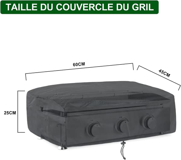 Universal Grill Cover 60x45x25 cm Waterproof Durable Easy Installation Drawstring Outdoor BBQ Gas Stove Protector Black