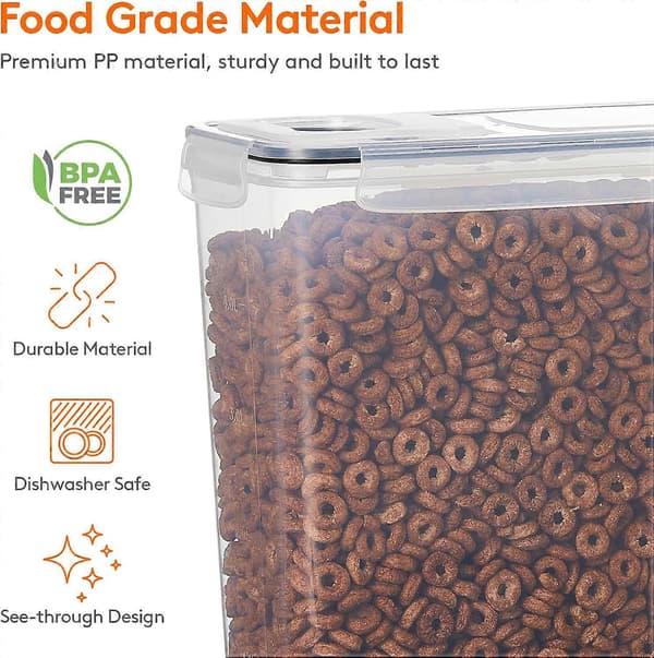 4L Cereal Storage Container with Lid, Airtight Plastic Food Storage Bins for Kitchen Pantry, Rice, Oats