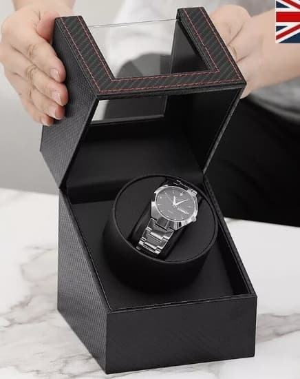 Single Watch Winder with Japanese Motor, Super Quiet Motor Technology for Automatic Watches, Exquisite Construction with Soft Inner Lining, AC
