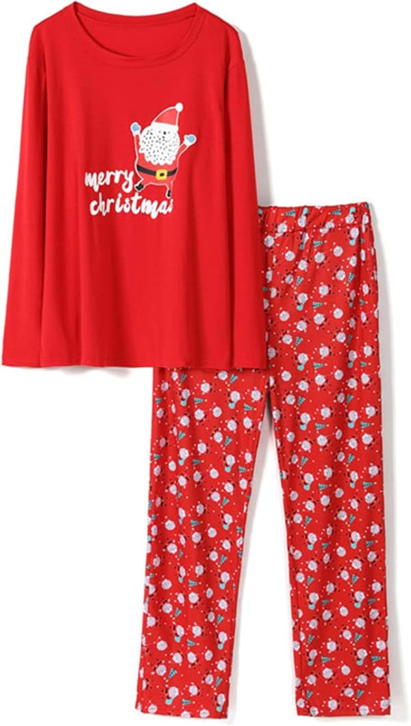 Julepyjamas Lang Bomull Pyjamas Vinter Langermet Sovetopp med Langbukser Sett