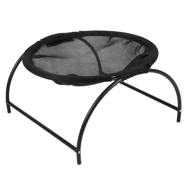 Cat Hammock Bed Stainless Steel Canvas Removable Elevated Small Dog Pet Hammock Bed for Indoor Outdoor Black